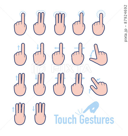 タッチ操作のジェスチャーを表す手のアイコンセット 87924692