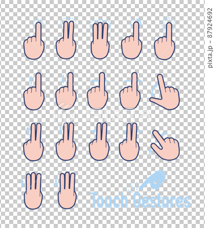 タッチ操作のジェスチャーを表す手のアイコンセット 87924692