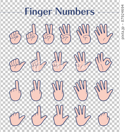 代表數字矢量圖的手標誌圖標 代表數字矢量圖的手標誌圖標 87924694