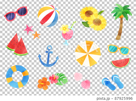夏のベクターイラストアイコン(水彩) 87925996