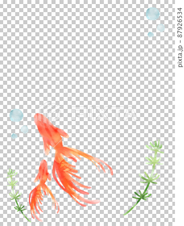 金魚水彩風格簡約框手繪風格 金魚水彩風格簡約框手繪風格 87926534