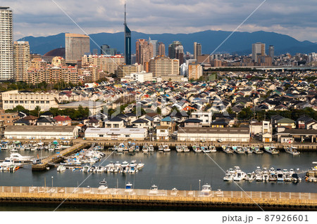 福岡市内の街並みを観覧車から見下ろす 福岡タワー周辺 福岡市内の街並みを観覧車から見下ろす 福岡タワー周辺 87926601