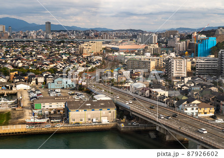 福岡市内の街並みを観覧車から見下ろす　福岡タワー周辺 87926602