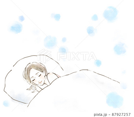 眠る女性のイラスト　湿度を保った快適な寝室 87927257