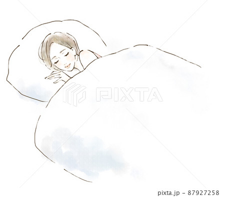 睡眠中の女性のイラスト画像　ライフスタイル 87927258