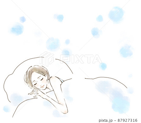 快適な室内で眠る女性のイラスト 美容と健康のイラスト素材