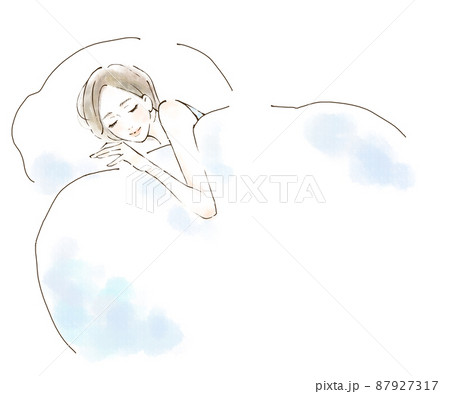 リラックス　熟睡する女性のイラスト　健康的 87927317
