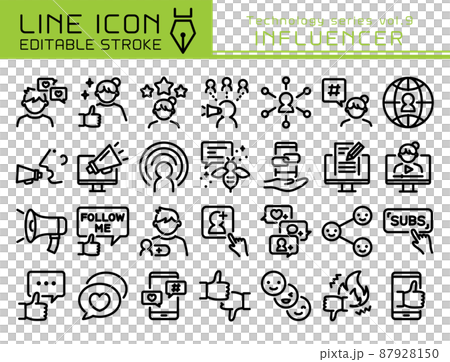 ラインアイコン テクノロジーシリーズvol.9 インフルエンサー ラインアイコン テクノロジーシリーズvol.9 インフルエンサー 87928150