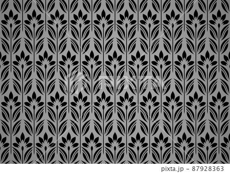 Flower geometric pattern. Seamless vector background. Black and gray ornament 87928363