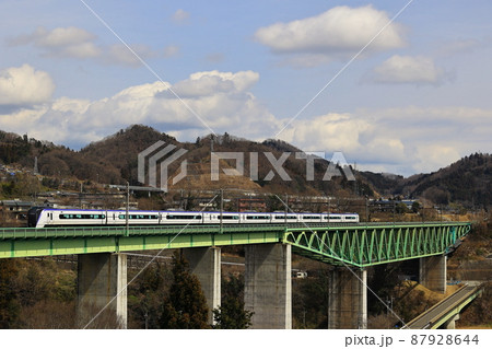鳥沢橋梁を渡る中央線特急 E353系 鳥沢橋梁を渡る中央線特急 E353系 87928644