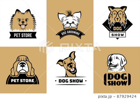 Dogs Logo Domestic Animals Pets Stylized のイラスト素材
