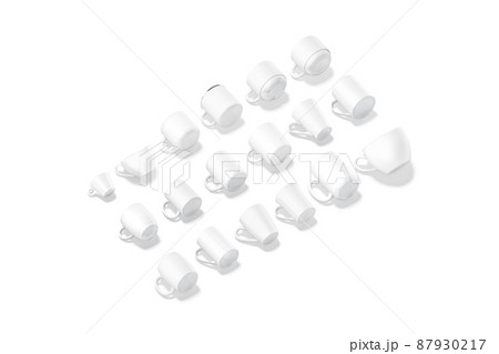 Blank white ceramic mug mock up lying, different types Blank white ceramic mug mock up lying, different types 87930217