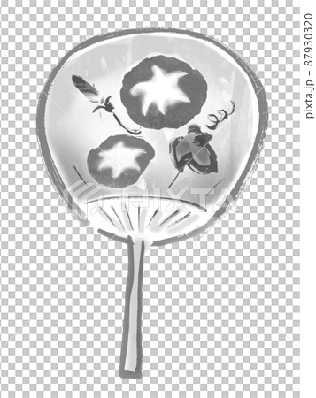 うちわの手描き和風イラスト モノクロ うちわの手描き和風イラスト モノクロ 87930320