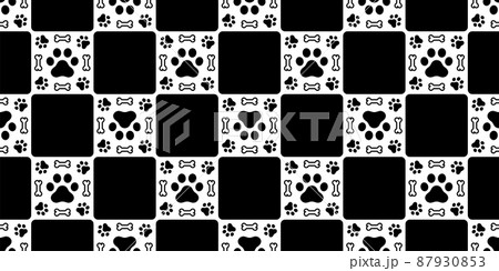 dog paw seamless pattern bone footprint checked cat french bulldog icon vector puppy kitten cartoon doodle isolated halloween repeat wallpaper tile background illustration design clip art 87930853