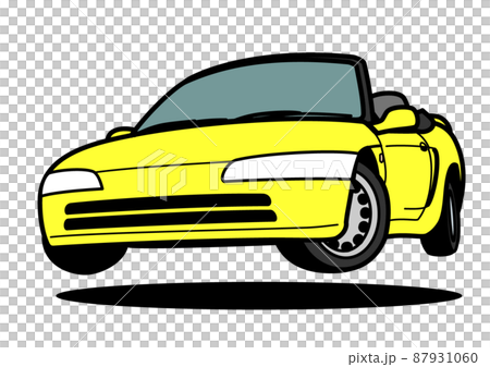 懐かし国産スモールオープンカー ジャンプ 黄色 自動車イラスト 懐かし国産スモールオープンカー ジャンプ 黄色 自動車イラスト 87931060