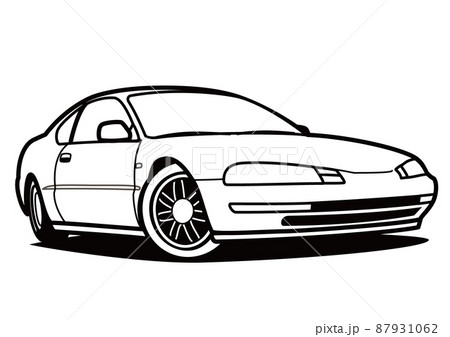 懐かしめ国産クーペ　塗り絵風　自動車イラスト 87931062