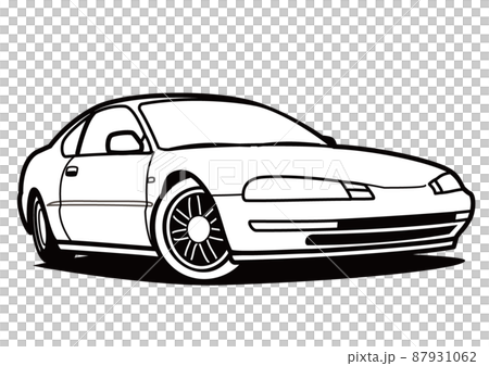 懐かしめ国産クーペ　塗り絵風　自動車イラスト 87931062