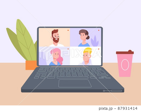 Internet Learning Team Online Meeting Virtual のイラスト素材