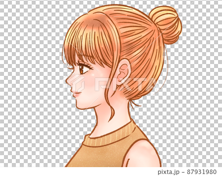 大人女性の横顔イラスト素材のイラスト素材