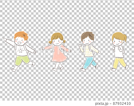 遠足を楽しくかわいい子供達(リュックを背負う) 遠足を楽しくかわいい子供達(リュックを背負う) 87932410