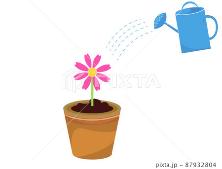植木鉢の花 水やり じょうろ イラスト素材 87932804