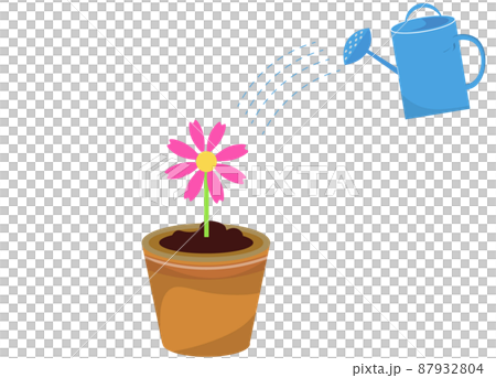 植木鉢の花 水やり じょうろ イラスト素材 87932804