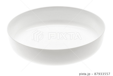 one round white plate or dish large and detailed on a white background, real photo of isolated object, side view one round white plate or dish large and detailed on a white background, real photo of isolated object, side view 87933557