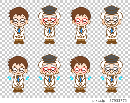 お辞儀する博士と研究者のイラスト素材セットのイラスト素材