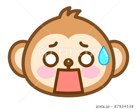 ショックを受けるサルの顔アイコン素材 87934538