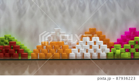 Plastic bottle caps ; white green pink orange colors ; Plastic bottle caps ; white green pink orange colors ; 87936223