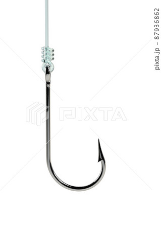 Fishing hook hanging on a fishing line Fishing hook hanging on a fishing line 87936862