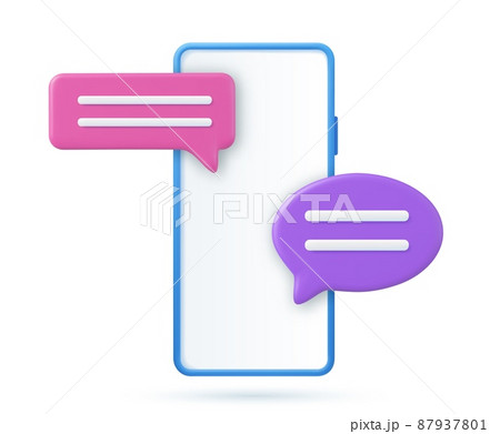 3D render smartphone with floating chat 87937801