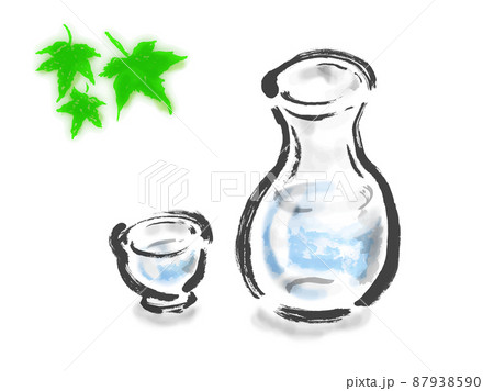 冷酒の手描き和風イラスト 87938590