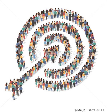 Large group of people standing in target symbol shape, vector illustration. People crowd gathering. Goal achievements. 87938614