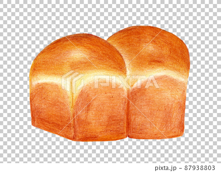 二つ山食パンの色鉛筆画 87938803