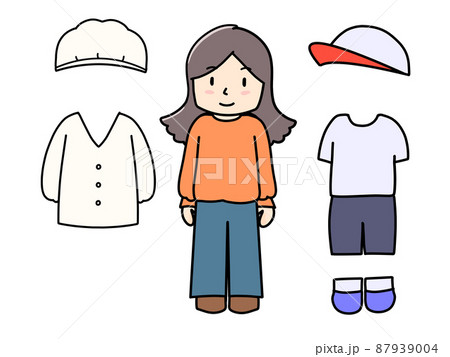 学校での着替え 学校生活 小学生女子のイラストのイラスト素材