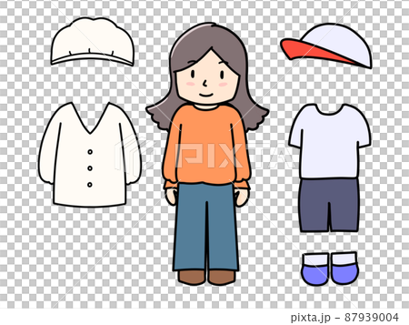 在學校換衣服 學校生活 小學女生的插圖 在學校換衣服 學校生活 小學女生的插圖 87939004