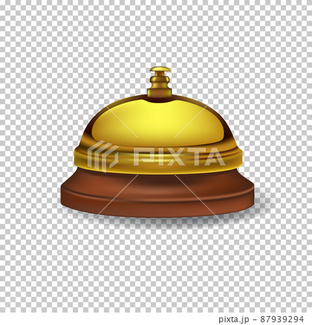 Vector realistic gold reception bell isolated on transparent background. Vector realistic gold reception bell isolated on transparent background. 87939294