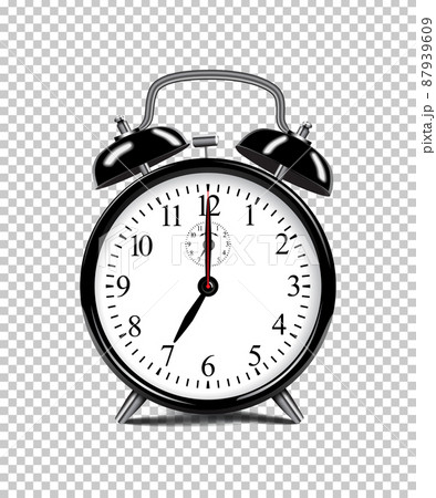 Black alarm clock isolated on transparent background. Vector realistic illustration. 87939609