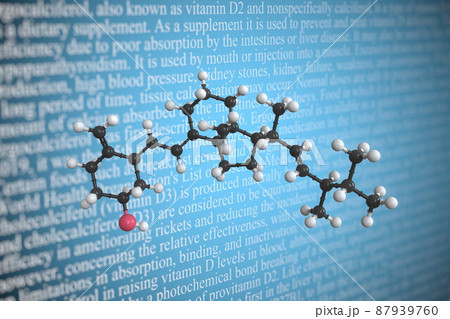 Ergocalciferol scientific molecular model, 3D rendering Ergocalciferol scientific molecular model, 3D rendering 87939760