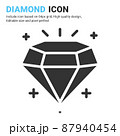 Diamond icon vector with glyph style isolated on white background. Vector illustration jewellery sign symbol icon concept for digital business, finance, industry, company, apps and project 87940454