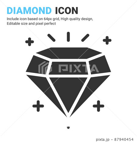 Diamond icon vector with glyph style isolated on white background. Vector illustration jewellery sign symbol icon concept for digital business, finance, industry, company, apps and project Diamond icon vector with glyph style isolated on white background. Vector illustration jewellery sign symbol icon concept for digital business, finance, industry, company, apps and project 87940454