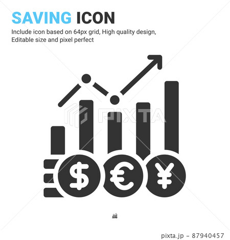 Exchange rate icon vector with glyph style isolated on white background. Vector illustration graph sign symbol icon concept for business, finance, industry, company, apps, web and all project 87940457