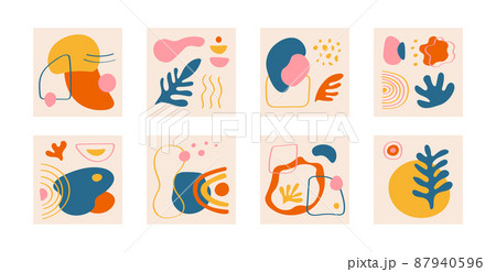 Abstract square banners. Modern social media post background with organic shapes. Vector square post set colourful collage abstract image modern design Abstract square banners. Modern social media post background with organic shapes. Vector square post set colourful collage abstract image modern design 87940596