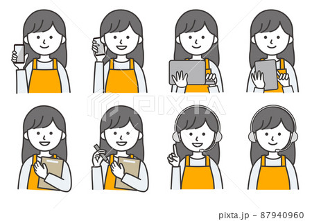 女性 エプロン 人物 イラスト ベクター AI 素材 87940960