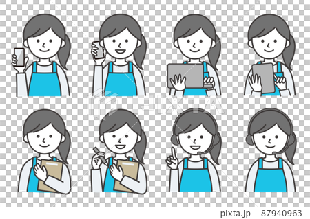 女性 エプロン 人物 イラスト ベクター AI 素材 87940963