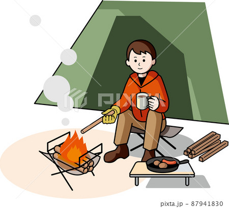 キャンプをする男性 キャンプをする男性 87941830