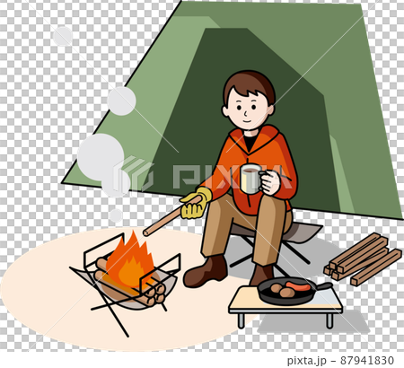 キャンプをする男性 キャンプをする男性 87941830