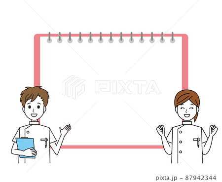 男性と女性の看護師　医療従事者　イラスト 87942344