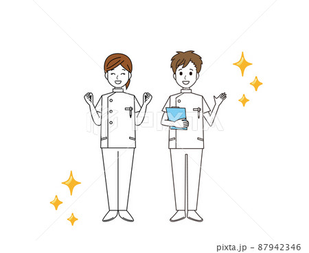 男性と女性の看護師　医療従事者　イラスト 87942346